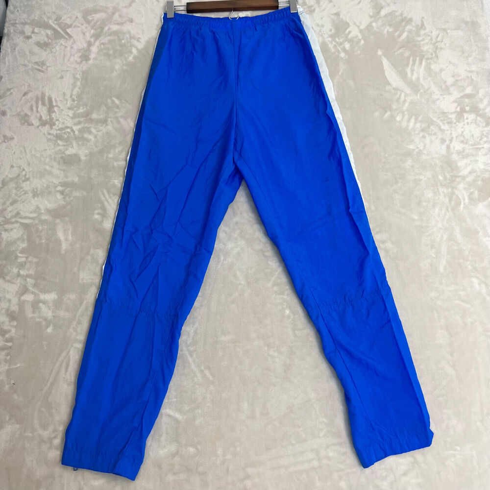 VTG Nike Pants Womens Large Blue Windbreaker Track Nylon Unlined Ankle Zip‎ Y2K
